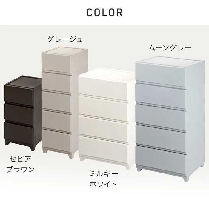 チェスト 日本製 中が見えない ほこりの入りにくい 収納ケース プラスチック  引き出し 軽量 脚付き ワイド［幅54cm・4段］〔92100005〕