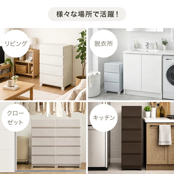 チェスト 日本製 中が見えない ほこりの入りにくい 収納ケース プラスチック  引き出し 軽量 脚付き ワイド［幅54cm・4段］〔92100005〕