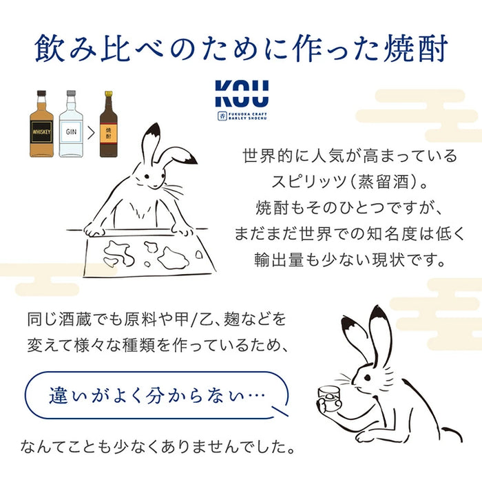“違い”が分かる 福岡 麦焼酎 飲み比べセット KOU-ICHI 720ml 3本セット クラフト焼酎 地酒 お祝い プレゼント〔9220000201〕