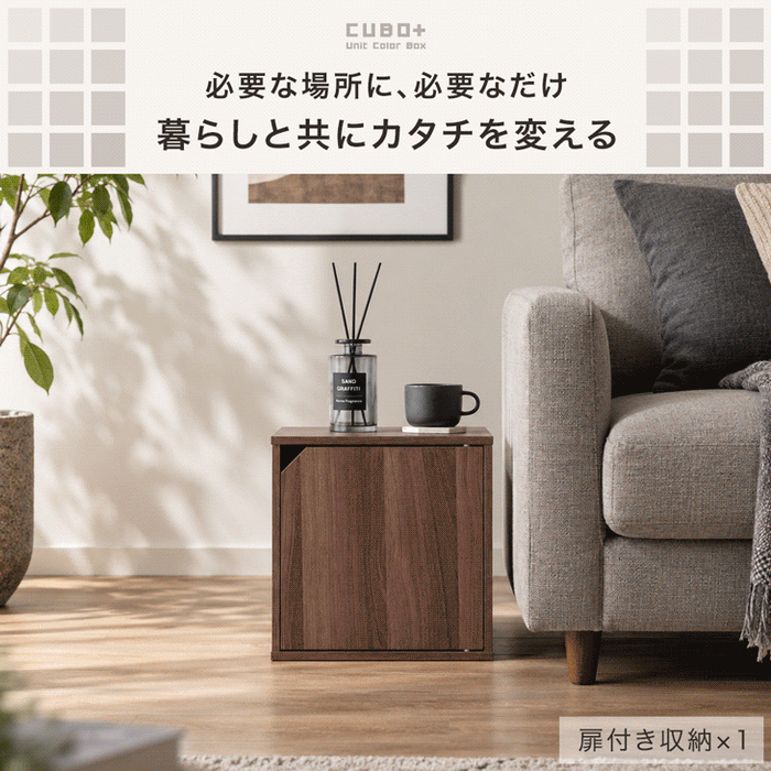 【新発売記念プライス】組み替え自在 カラーボックス 1段 扉付き 棚付き オープン 大容量 収納〔95900006〕