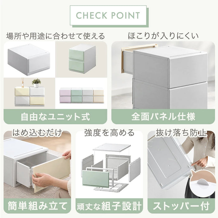 【新発売記念プライス】［4個］収納ケース 日本製 ホコリが入りにくい 簡単組立 収納ボックス プラスチック チェスト 積み重ね〔00100816〕