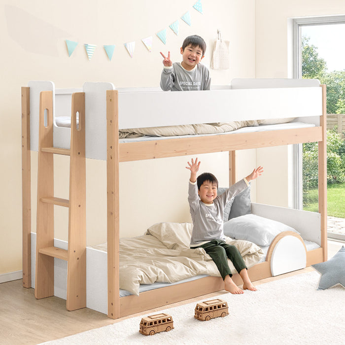 二段ベッド 低ホル 天然木 キッズベッド システムベッド 子供ベッド 子供部屋 おしゃれ【玄関渡し】【超大型商品】〔49600380〕