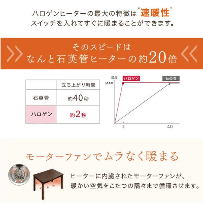 ［6点セット］速暖2秒 ダイニングこたつ 600Wハロゲン 高さ調節 手元コントローラー 長方形 回転椅子 肘付き 4人掛け【超大型商品】〔99900202〕