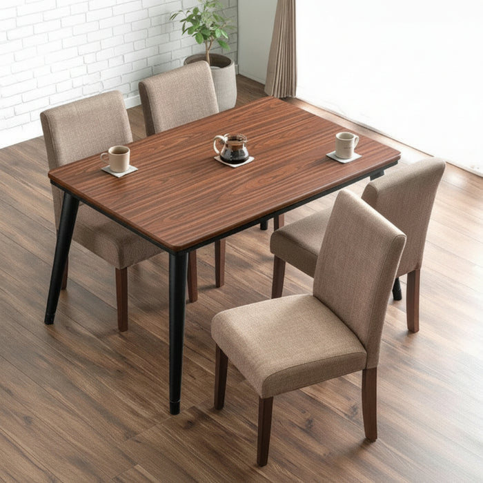 ［5点セット］ダイニングこたつ 4人掛け 120×80cm 布団レス 木目 メラミン天板 速暖2秒 600W ハロゲンヒーター 手元コントローラー〔99900230〕
