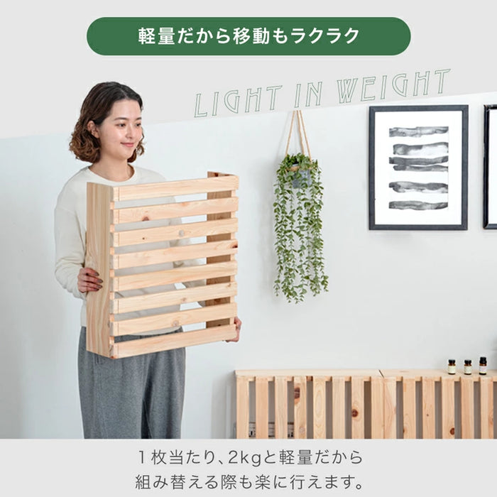 ［20枚］宮付き パレットベッド 檜 お掃除ロボ対応 コンセント付き 天然木 連結〔99901049〕