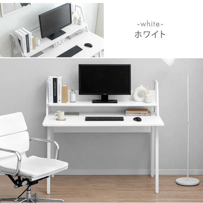 ［幅100cm］ 広々奥行70cm＆上棚付き パソコンデスク 卓上棚 ゲーミングデスク リモートワーク ディスプレイ棚付き ワイド〔99900565〕