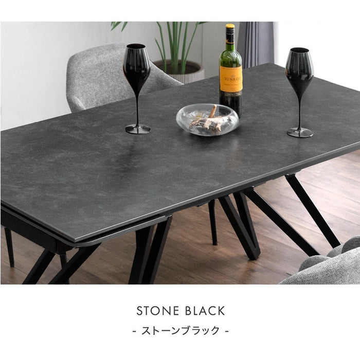 ［幅3サイズ］伸長式 ダイニングテーブルセット 5点セット セラミック 長方形 4人掛け おしゃれ［玄関渡し・5点セット］【超大型商品】〔99901093〕