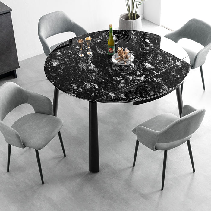 【新発売記念プライス】［幅80/105/130］【玄関渡し】セラミック 3段階伸長式 ダイニングセット 5点 4人掛け 伸長式ダイニングテーブル 折りたたみ【超大型商品】〔99901122〕