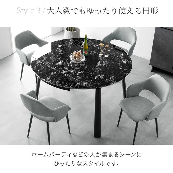 【新発売記念プライス】［幅80/105/130］【テーブル搬入設置込み】セラミック 3段階伸長式 ダイニングテーブル 単品 円形 伸長式ダイニングテーブル 折りたたみ【超大型商品】〔99901121〕