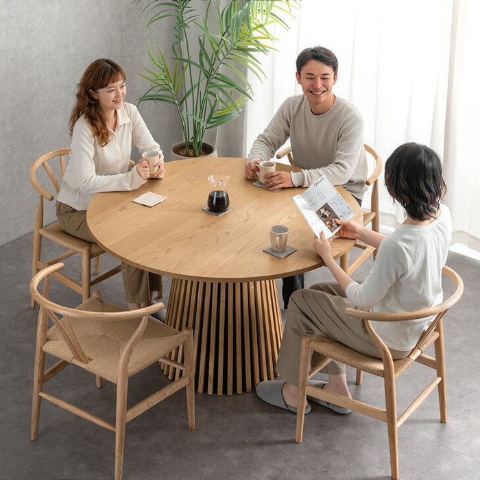 幅120cm］円形 ダイニングテーブルセット 5点 4人掛け 天然木 木製