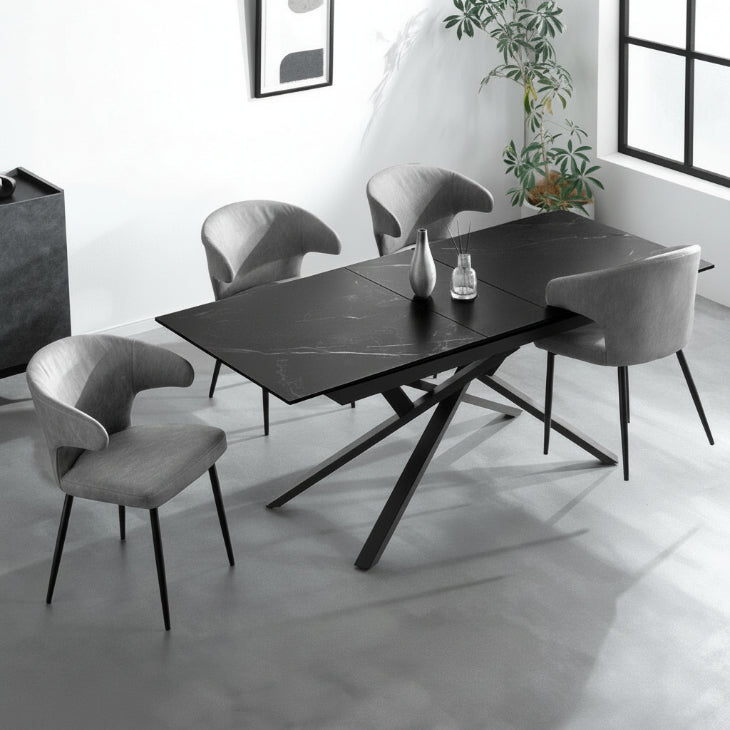 幅150 180］伸長式ダイニングテーブルセット 5点 セラミック お掃除