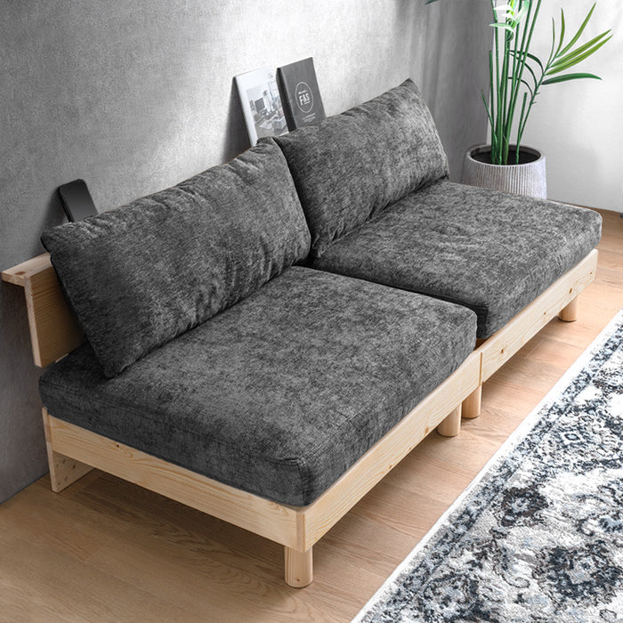 【BF限定プライス】［幅160］棚付き ユニットソファ 天然木フレーム お掃除ロボ対応 圧縮 北欧 ローソファ〔99907302〕