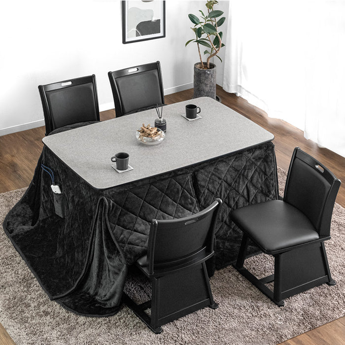 【新発売記念プライス】［135×80cm］石目調 高耐久メラミン天板ダイニングこたつ 6点セット 4人掛け ハイタイプ こたつセット ハイタイプこたつ 回転椅子〔99907321〕