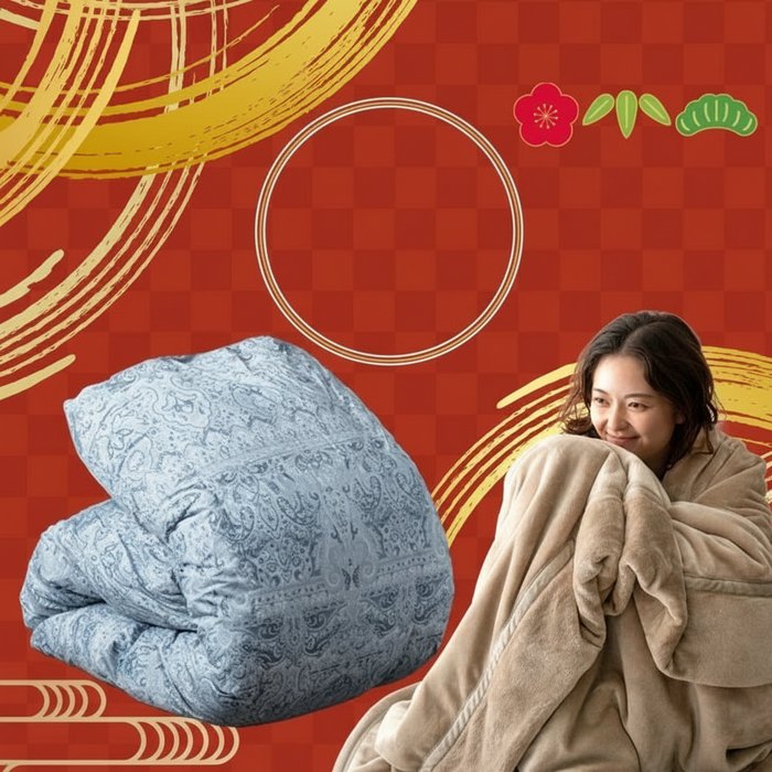 ★2026暖か福袋★ あったか寝具 ［羽毛布団：ブルー系＆毛布］A：梅セット〔99954104〕