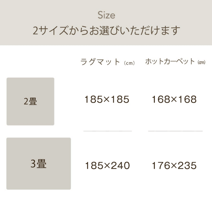 ［2畳用］ラビットファー調ラグ ホットカーペット 2点セット ラグ シャギーラグ ホットカーペット〔99993038〕