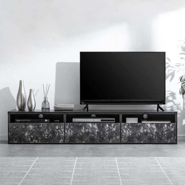 ［幅180cm］テレビ台 日本製 収納 完成品 ロータイプ モルタル調 テレビラック 木製【超大型商品】〔51300002〕