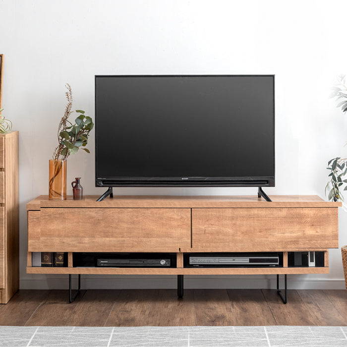 [幅150] 電源タップ&背面収納付 テレビ台 大川家具 完成品 ローボード 脚付き 木製 引き出し【超大型商品】〔17100036〕