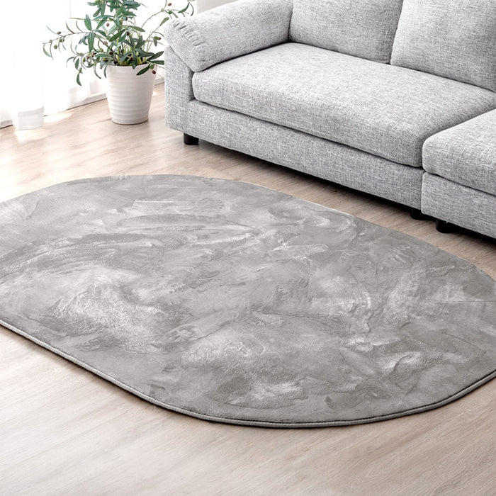 【大決算プライス】130×190cm 極厚25mm 低反発ラグ 楕円形  防ダニ フランネルラグ〔24010013〕