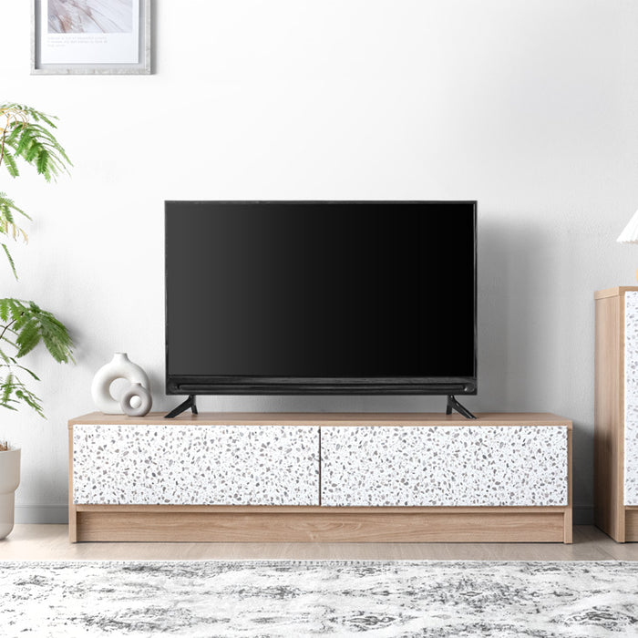 【新発売記念プライス】［幅140］Terrafurni -テラファニ-  テレビ台 テラゾー柄 国産 完成品 引き出し収納 スライドレール ローボード【超大型商品】〔24900123〕