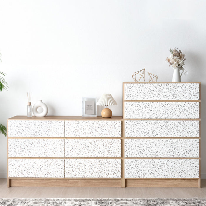 【新発売記念プライス】［幅80/120］Terrafurni -テラファニ- チェスト テラゾー柄 国産 スライドレール 大容量 北欧 タンス【超大型商品】〔24900121〕