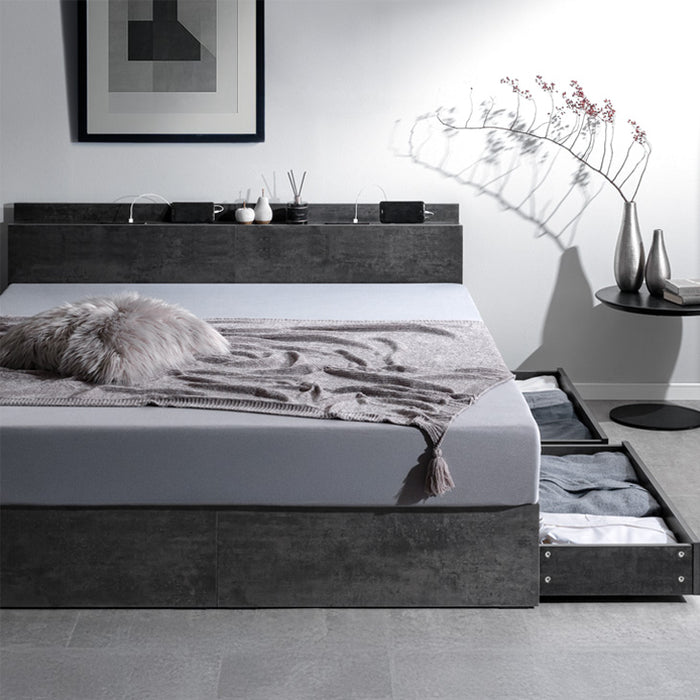 【新発売記念プライス】［ダブル］収納ベッド ベッドフレーム USB コンセント付き 宮付き 北欧 すのこベッド〔81200041〕