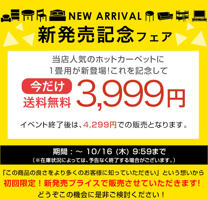 【新発売記念プライス】［1畳用］ホットカーペット 単品 88×172㎝ 8時間自動切タイマー 防ダニ 床暖房カーペット〔21700037〕