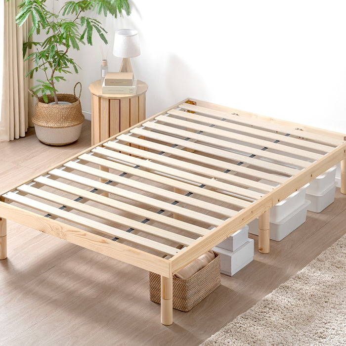 ≪累計80万台突破≫ [ダブル] 北欧パイン すのこベッド ベッドフレーム 単品 3段階高さ調節 天然木 〔11719147〕