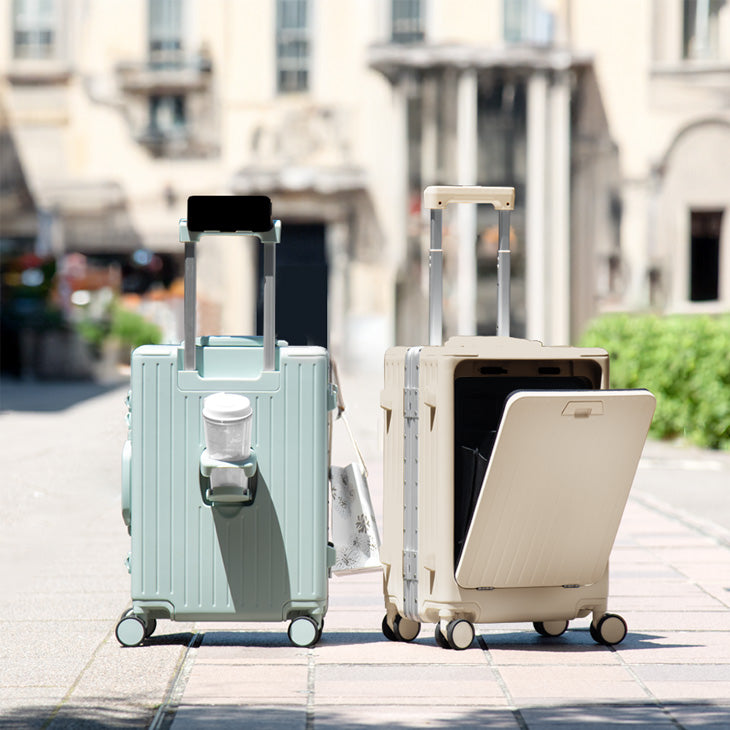 ≪フロントオープン≫ 頑丈 多機能キャリーケース アルミフレーム M