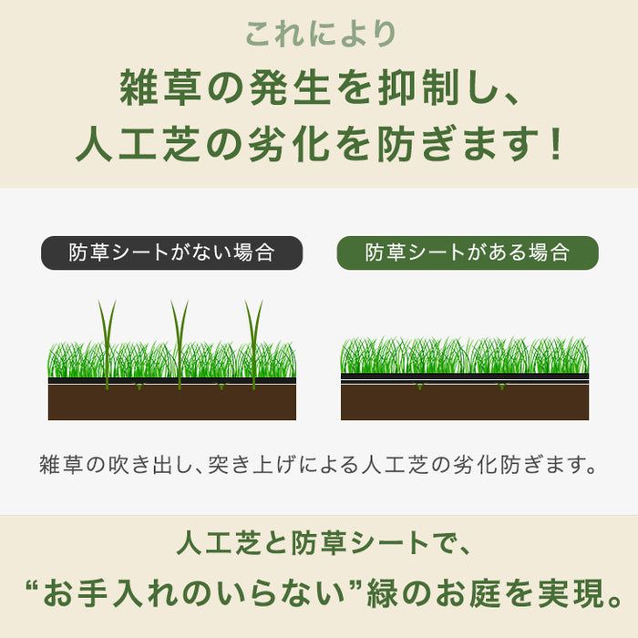 [1m×10m] 防草シート付き 超リアル極細人工芝 芝生 毛足35mm u字ピン 水はけ 高耐久 本物級〔50900019〕