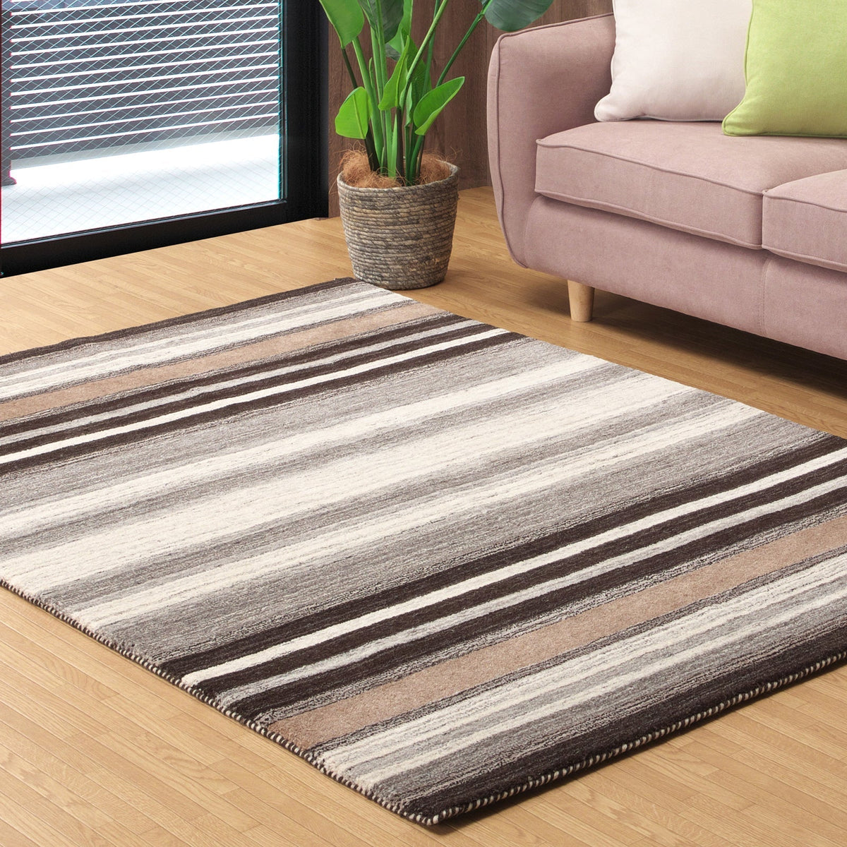 170×240】手織り ラグ 天然ウール100％ 羊毛 ラグマット カーペット