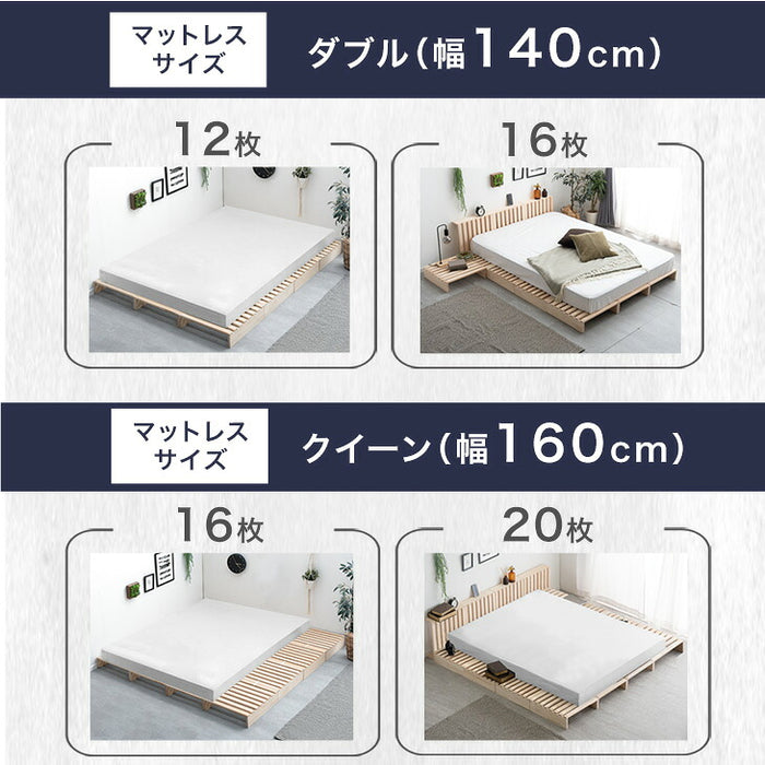 ［シングル(幅97cm)・パレット12枚］パレットベッド マットレス付き 極厚22cm ポケットコイル 天然木パイン すのこベッド〔17620179〕