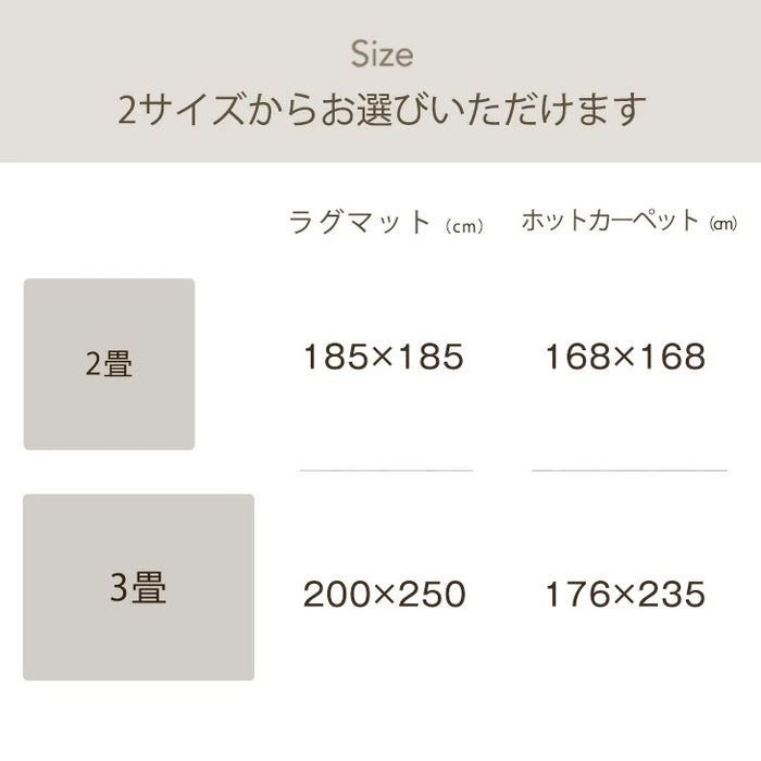 [200×250] 2点セット 高反発ラグ ホットカーペットセット 滑り止め付 高反発ウレタン ラグ ラグマット〔30300020〕