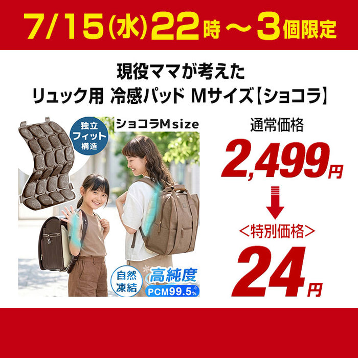 【7/15(水)22時～3個限定タイムセール!!】［Mサイズ］現役ママが考えた リュック用 冷感パッド 自然凍結 ひんやり 熱中症対策 アイスクール