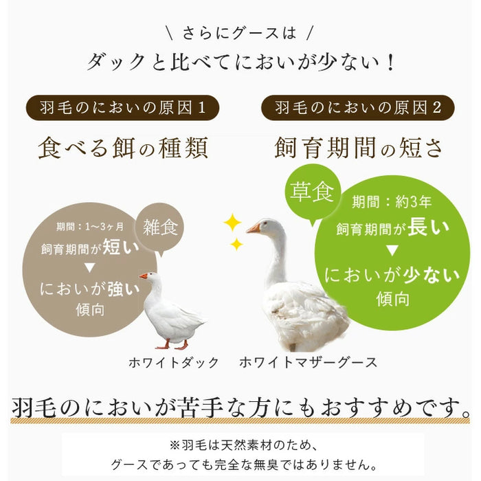 [シングルロング] コインランドリーで 洗える 羽毛布団 日本製 ホワイト マザーグース 95％ 超長綿60サテン  綿100% 440dp 暖かい  0.8kg  軽い 冬用 冬〔19110078〕
