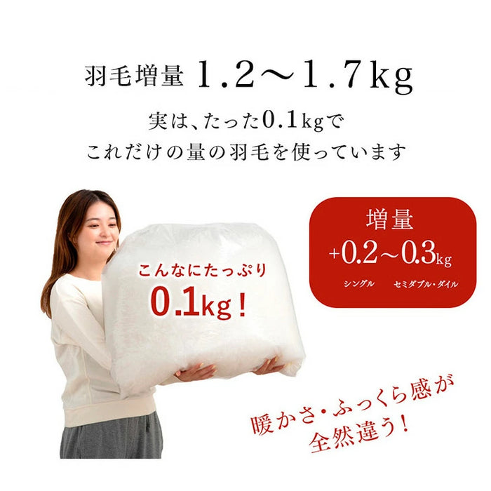 [ダブルロング] 増量タイプ コインランドリーで洗える 羽毛布団 日本製 柄任せ グレーダックダウン 93％ タンブル乾燥OK 抗菌 30マスキルト〔11156742〕