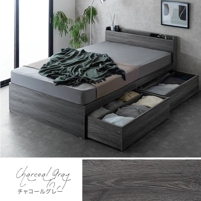 ［ダブル］衣替えできる 大容量収納ベッド 布団干しOK USB 2コンセント 宮付き 引き出し付き チェストベッド 収納ベッド〔49600222〕