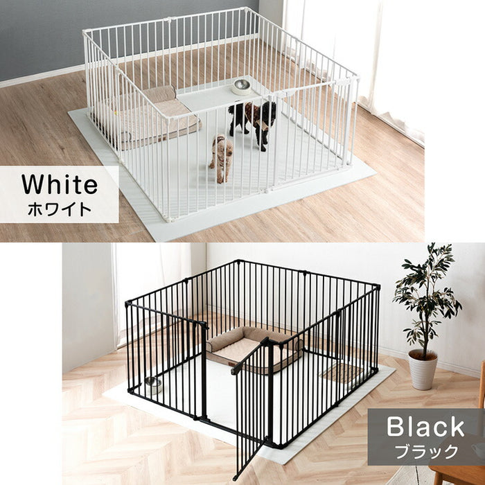 [6枚] ペットサークル バリアフリー 151×76cm  完成品 段差が小さい ドア付き 組み換えOK〔64900010〕