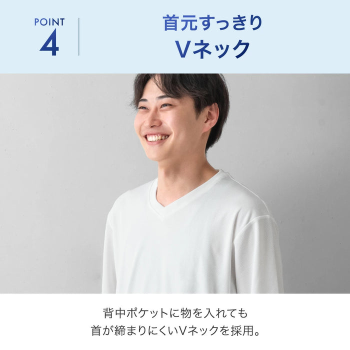 ［専用ファン付］《新開発》背中にポケット さらひやシャツ 吸汗速乾 接触冷感 Vネック 背中ポケット ウェア〔63900092〕