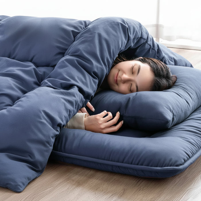 ≪累計90万セット突破≫ [シングル] 布団4点セット 固綿入り 増量1.5kg 洗える 抗菌 防臭 防カビ 〔61140237〕