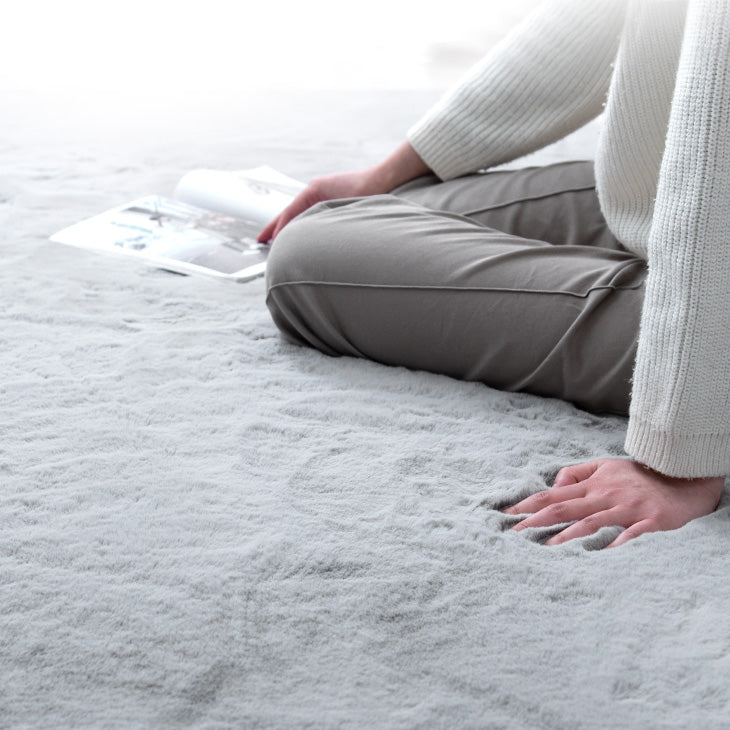 ラビットファー調ラグ