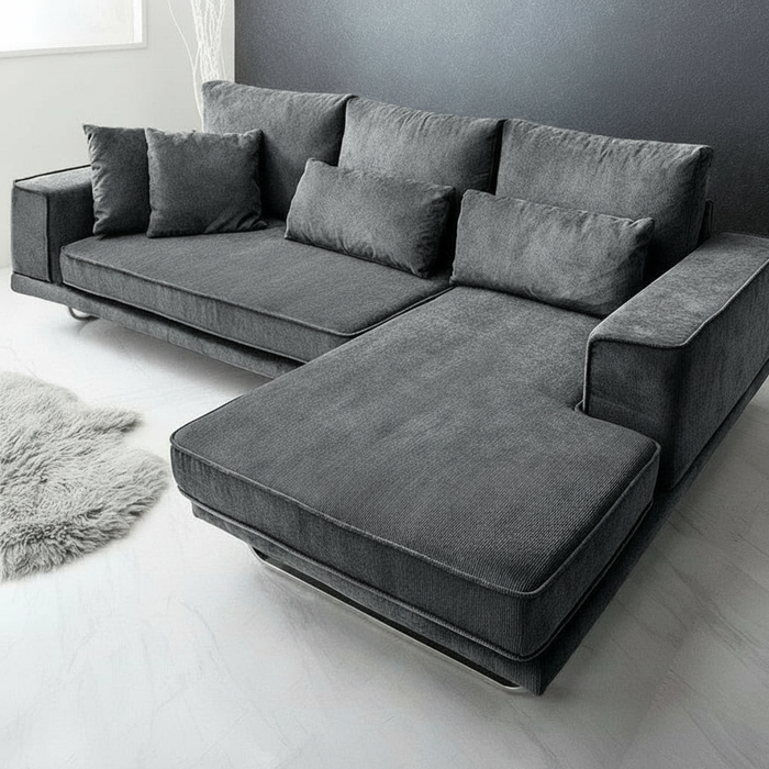 グレー 3人掛けソファ 洗えるカバー 3人掛け 洗える カバーリング コーデュロイ カウチソファ 左右変換OK