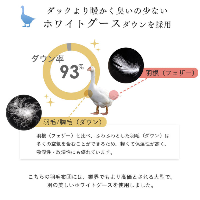 ［シングルロング・2枚組］においの少ないグースダウン 洗える ダウンケット 日本製 ホワイトグースダウン 93％ 0.3kg 肌掛け布団 夏 夏用 布団〔10106464〕