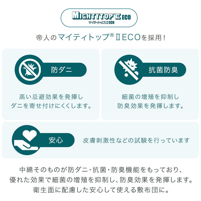 ［ダブルロング］布団の芯から清潔に 極厚固綿80ｍｍ 敷布団 日本製 防ダニ 抗菌 防臭 吸汗 速乾[10119458]