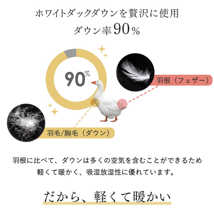 [キング] 羽毛布団 ホワイトダックダウン90％ CILシルバーラベル 42マス立体キルト 350dp以上 抗菌・防臭 7年保証 日本製  〔10119217〕