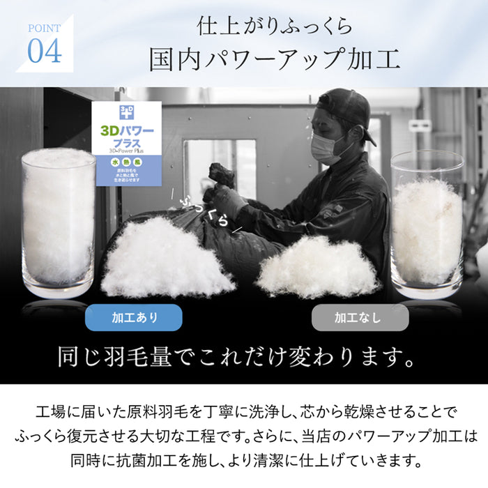 [シングルロング] においの少ないグースダウン 洗える ダウンケット 日本製 ホワイトグースダウン 93％ 0.3kg 肌掛け布団〔10119344〕