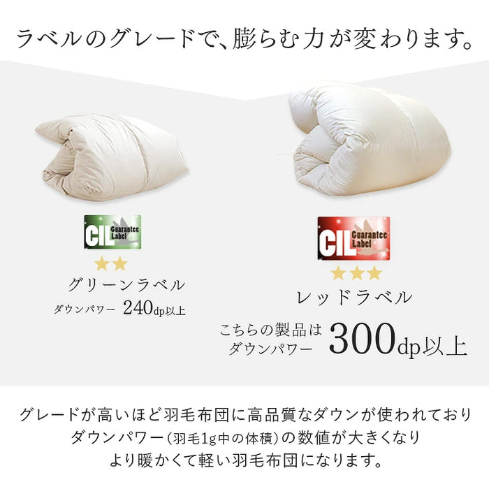 《2026スペシャル》 ［シングル］羽毛布団 洗える ダウン85％ 立体キルト 300dp以上 日本製 軽量 暖かい〔11100458〕