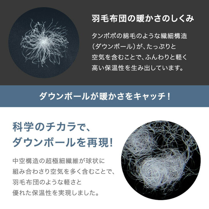 ［ダブルロング］羽毛革命 ハイブリット 2層 掛け布団 人工羽毛＋天然羽毛 洗える 軽い 保温 〔11100480〕
