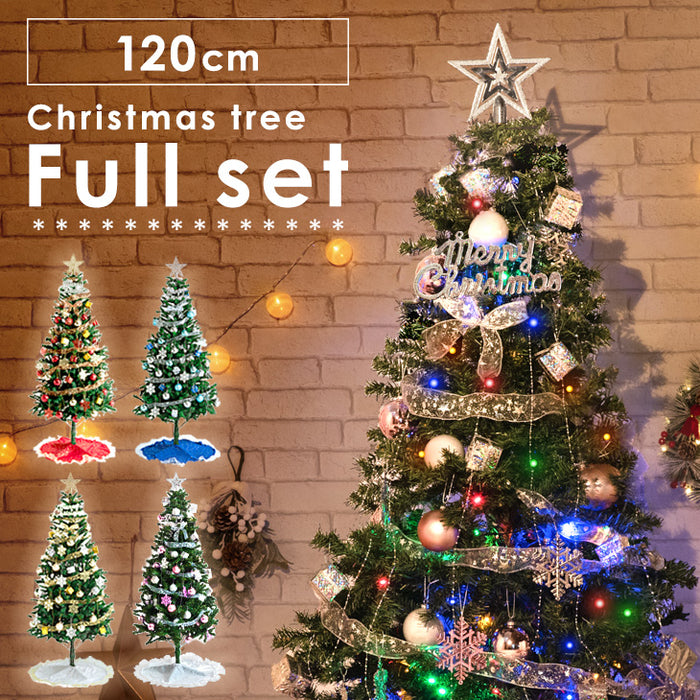120cm] 2022ver! クリスマスツリーセット オーナメントセット ライト付