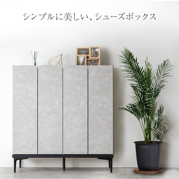 幅100] シューズボックス 大川家具 完成品 大理石調 飾り棚 ロー