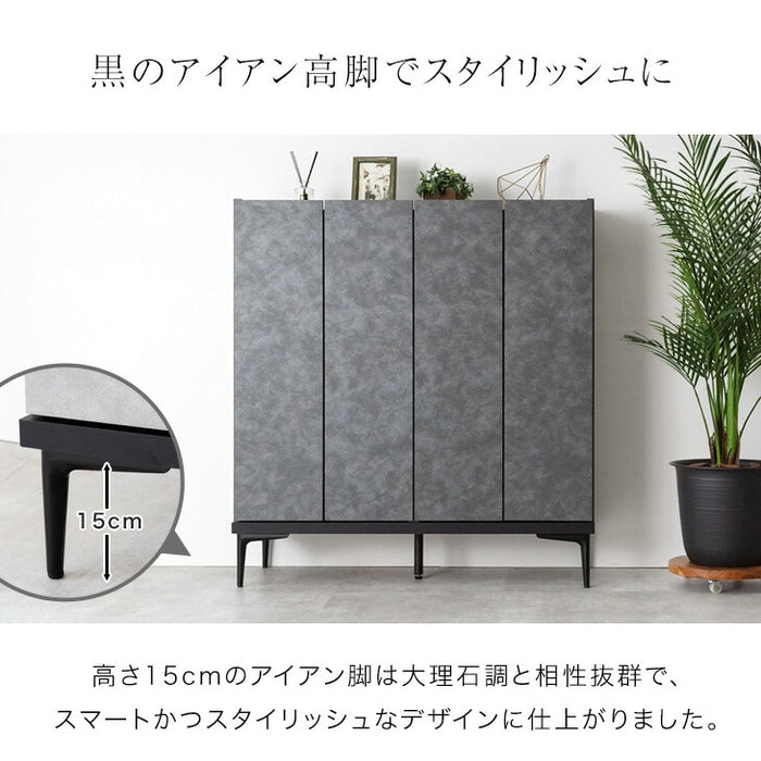幅100] シューズボックス 大川家具 完成品 大理石調 飾り棚 ロー